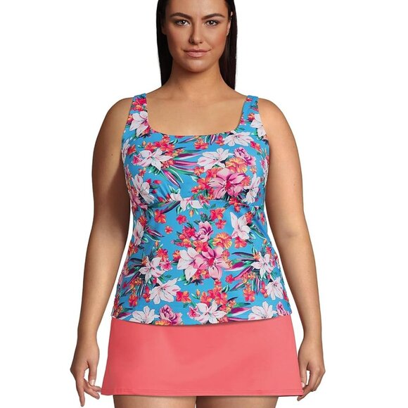 NWT Lands' End Women's Square Neck Underwire Tankini Top Size 16W-22W $75 4C720 - Picture 1 of 4